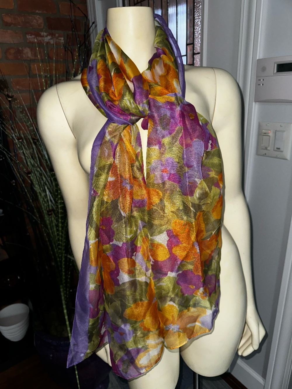 Beautiful Sheer Floral Long Scarf ~ Jennifer Moore